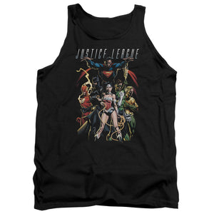 AN OFFCIALLY LICENSED JLA DARK DAYS ADULT UNISEX TANK TOP BLACK