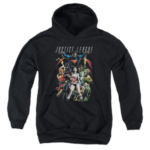 AN OFFCIALLY LICENSED JLA DARK DAYS YOUTH HOODIE BLACK