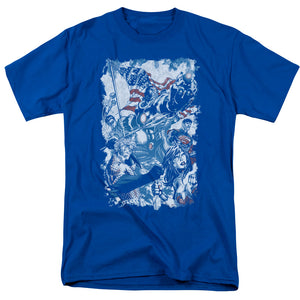 AN OFFCIALLY LICENSED JLA AMERICAN JUSTICE MEN'S REGULAR FIT T-SHIRT ROYAL