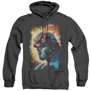 AN OFFCIALLY LICENSED JLA DARKSEID IS ADULT UNISEX HEATHER PULLOVER HOODIE BLACK