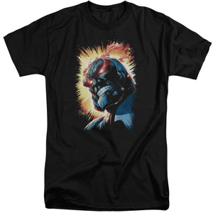 AN OFFCIALLY LICENSED JLA DARKSEID IS MEN'S TALL FIT T-SHIRT BLACK