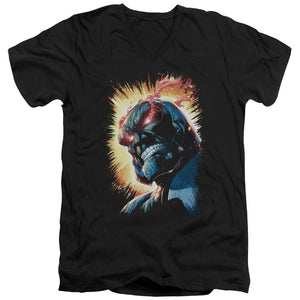 AN OFFCIALLY LICENSED JLA DARKSEID IS MEN'S V-NECK T-SHIRT BLACK