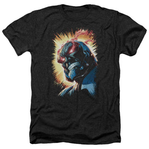 AN OFFCIALLY LICENSED JLA DARKSEID IS MEN'S HEATHER T-SHIRT CHARCOAL