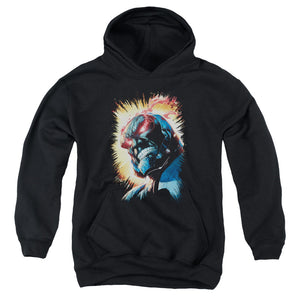 AN OFFCIALLY LICENSED JLA DARKSEID IS YOUTH HOODIE BLACK