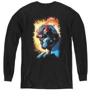 AN OFFCIALLY LICENSED JLA DARKSEID IS YOUTH LONG SLEEVE T-SHIRT BLACK