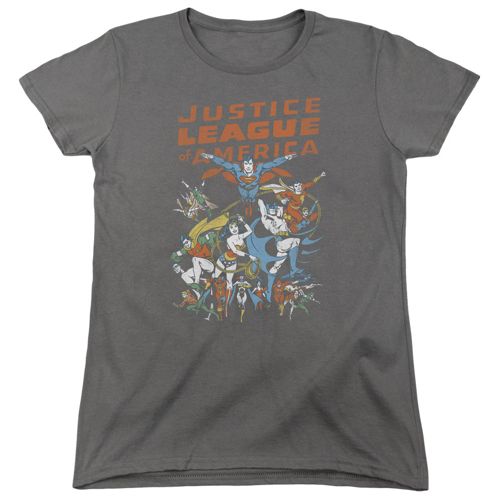 AN OFFCIALLY LICENSED JLA BIG GROUP WOMEN'S REGULAR FIT T-SHIRT CHARCOAL