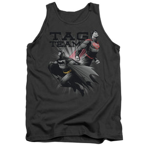 AN OFFCIALLY LICENSED JLA TAG TEAM ADULT UNISEX TANK TOP CHARCOAL