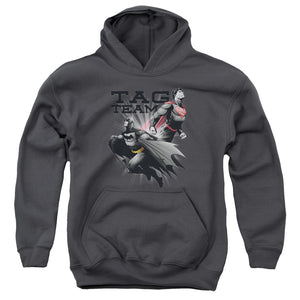 AN OFFCIALLY LICENSED JLA TAG TEAM YOUTH HOODIE CHARCOAL