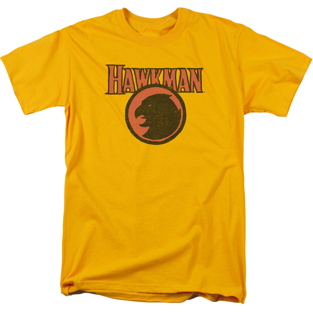 AN OFFCIALLY LICENSED JLA ROUGH HAWK MEN'S REGULAR FIT T-SHIRT GOLD