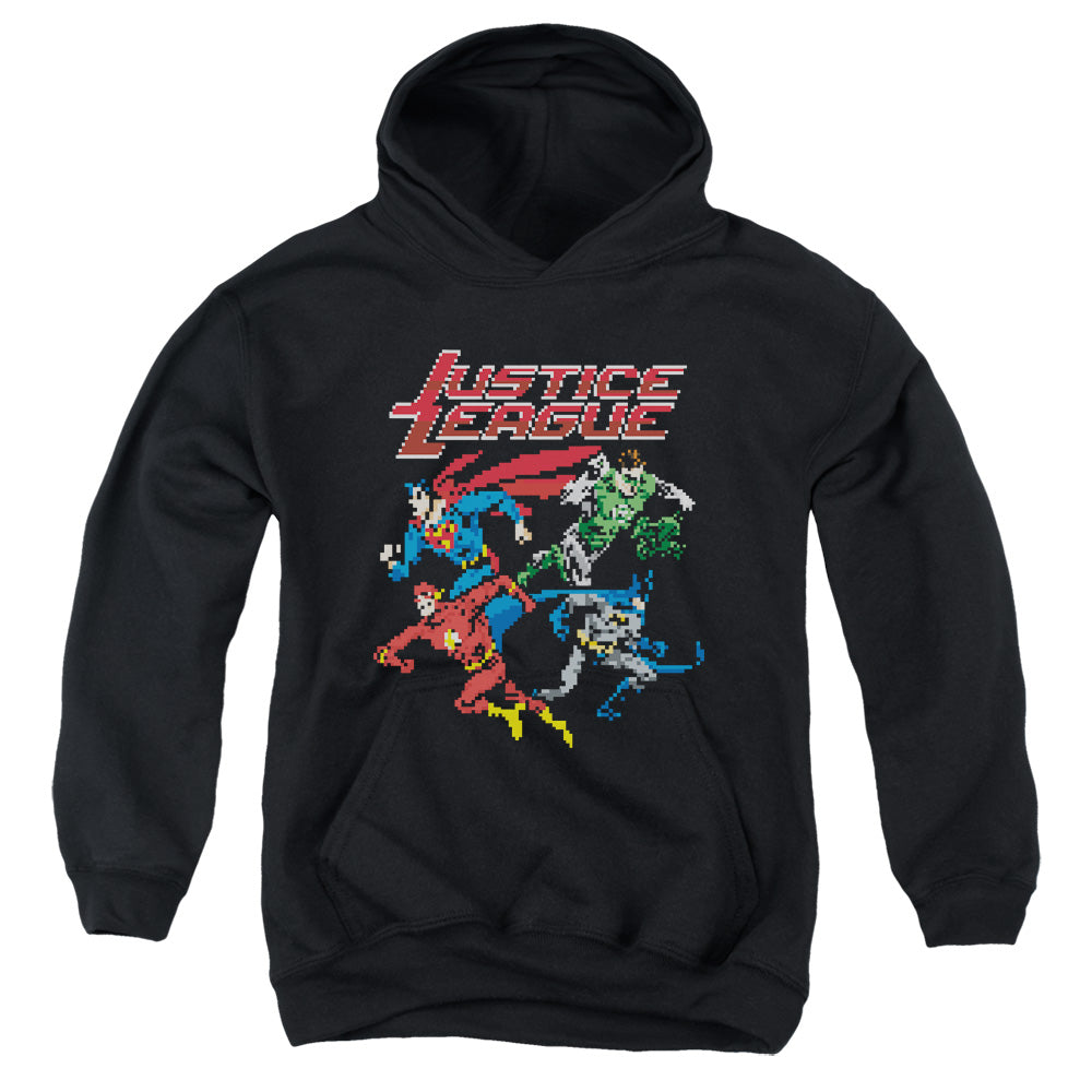 AN OFFCIALLY LICENSED JLA PIXEL LEAGUE YOUTH HOODIE BLACK