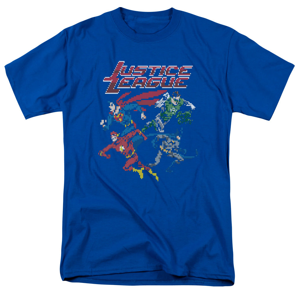 AN OFFCIALLY LICENSED JLA PIXEL LEAGUE MEN'S REGULAR FIT T-SHIRT ROYAL