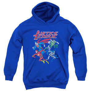 AN OFFCIALLY LICENSED JLA PIXEL LEAGUE YOUTH HOODIE ROYAL