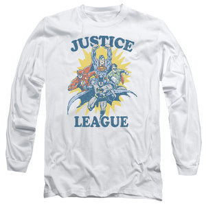 AN OFFCIALLY LICENSED JLA LETS DO THIS MEN'S LONG SLEEVE T-SHIRT WHITE