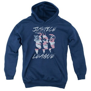 AN OFFCIALLY LICENSED JLA JUSTICE FOR AMERICA YOUTH HOODIE NAVY