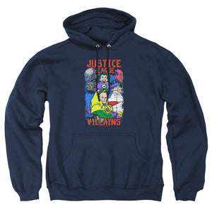 AN OFFCIALLY LICENSED JLA VILLAINS ADULT UNISEX PULLOVER HOODIE NAVY