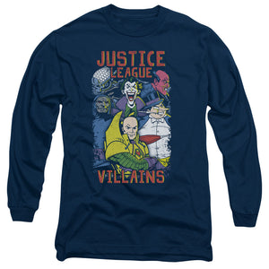 AN OFFCIALLY LICENSED JLA VILLAINS MEN'S LONG SLEEVE T-SHIRT NAVY