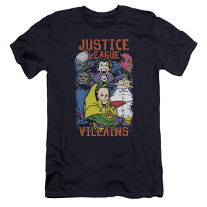 AN OFFCIALLY LICENSED JLA VILLAINS MEN'S PREMIUM SLIM FIT T-SHIRT NAVY