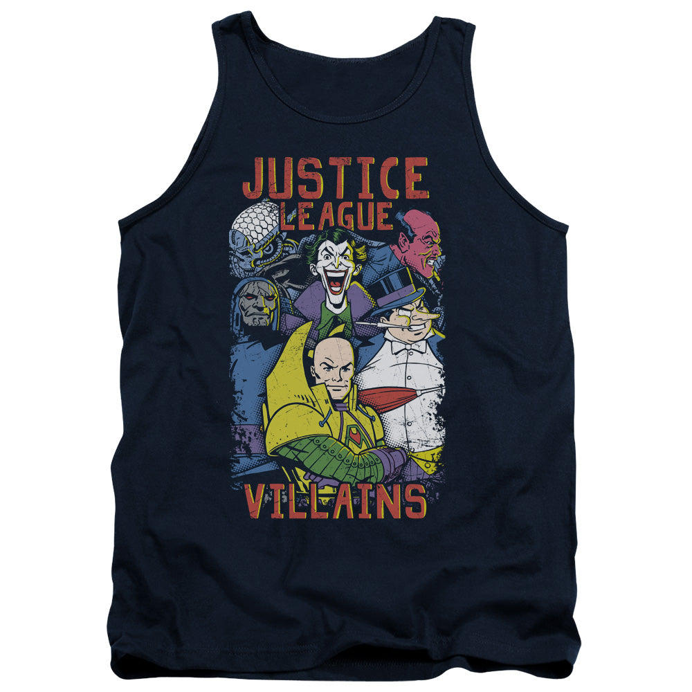 AN OFFCIALLY LICENSED JLA VILLAINS ADULT UNISEX TANK TOP NAVY