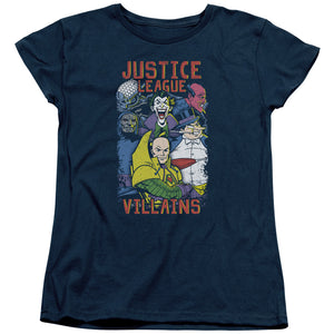 AN OFFCIALLY LICENSED JLA VILLAINS WOMEN'S REGULAR FIT T-SHIRT NAVY