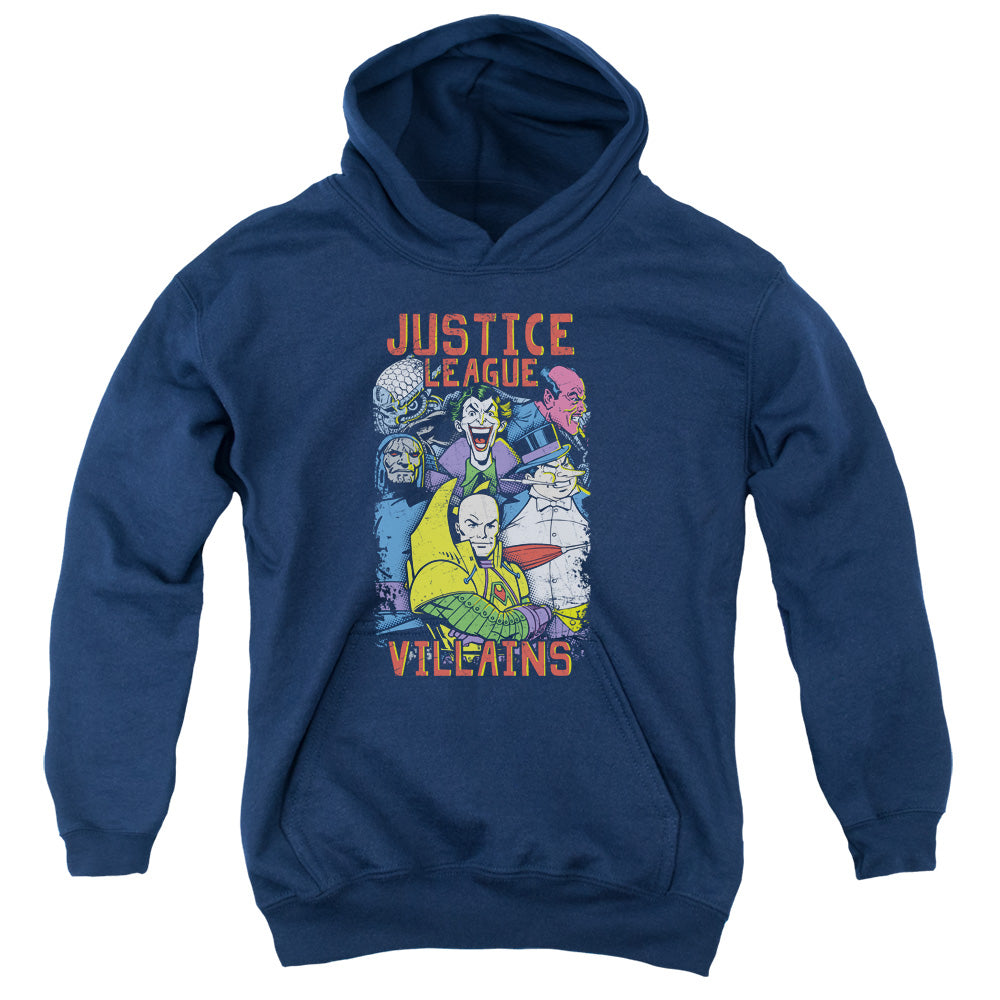 AN OFFCIALLY LICENSED JLA VILLAINS YOUTH HOODIE NAVY