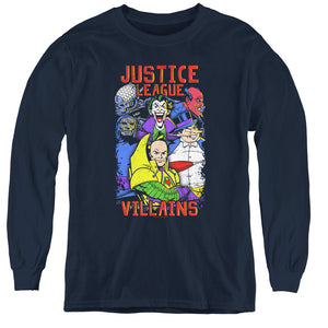 AN OFFCIALLY LICENSED JLA VILLAINS YOUTH LONG SLEEVE T-SHIRT NAVY