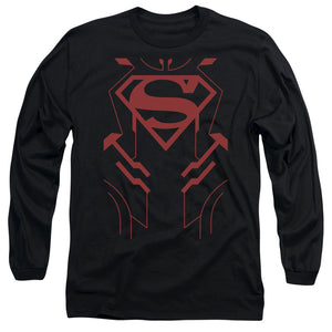 AN OFFCIALLY LICENSED JLA SUPERBOY MEN'S LONG SLEEVE T-SHIRT BLACK