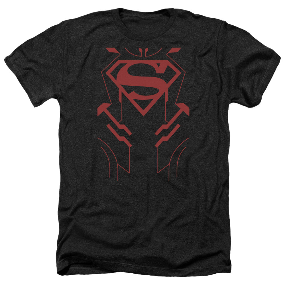 AN OFFCIALLY LICENSED JLA SUPERBOY MEN'S HEATHER T-SHIRT CHARCOAL