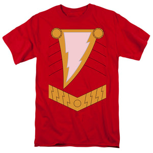 AN OFFCIALLY LICENSED JLA SHAZAM MEN'S REGULAR FIT T-SHIRT RED