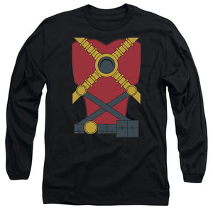 AN OFFCIALLY LICENSED JLA RED ROBIN MEN'S LONG SLEEVE T-SHIRT BLACK