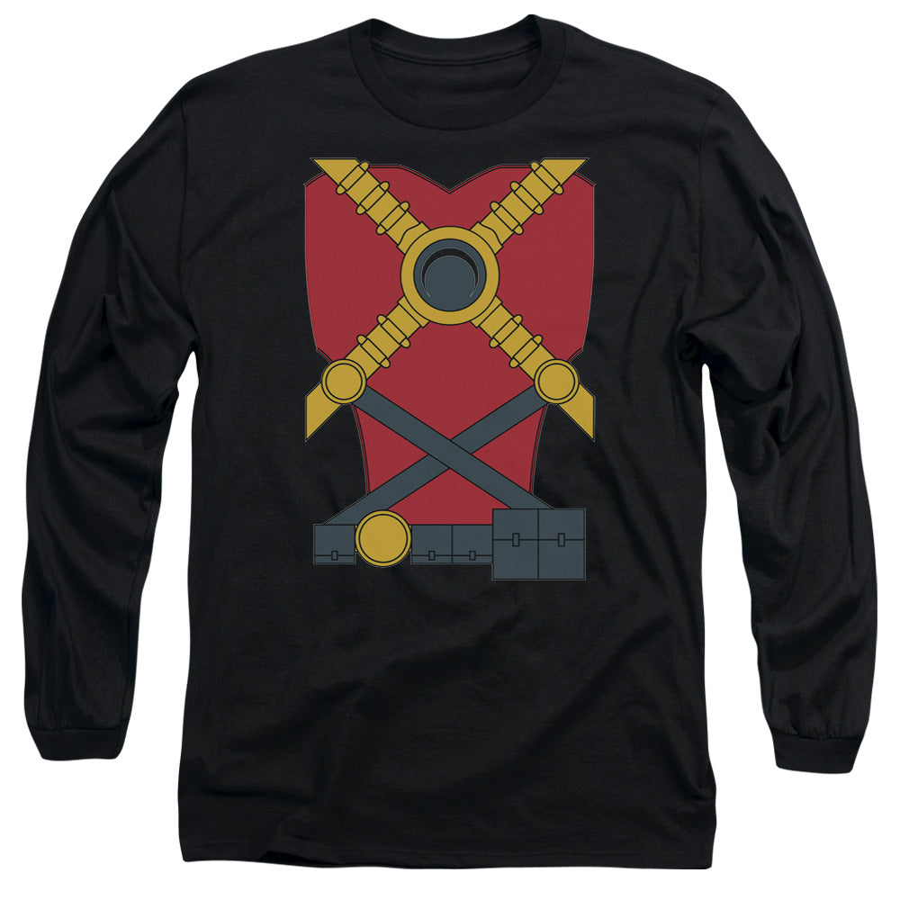AN OFFCIALLY LICENSED JLA RED ROBIN MEN'S LONG SLEEVE T-SHIRT BLACK