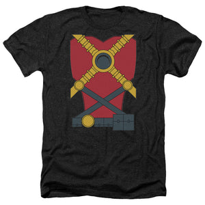 AN OFFCIALLY LICENSED JLA RED ROBIN MEN'S HEATHER T-SHIRT CHARCOAL