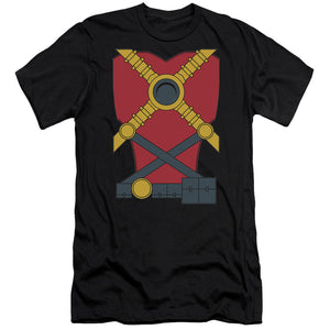 AN OFFCIALLY LICENSED JLA RED ROBIN MEN'S PREMIUM SLIM FIT T-SHIRT BLACK