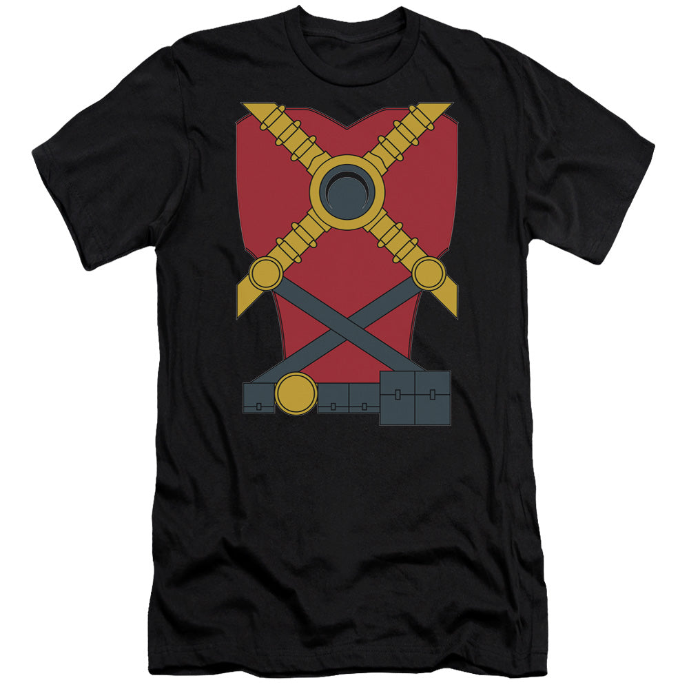 AN OFFCIALLY LICENSED JLA RED ROBIN MEN'S PREMIUM SLIM FIT T-SHIRT BLACK