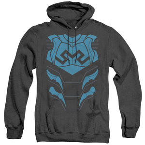AN OFFCIALLY LICENSED JLA BLUE BEETLE ADULT UNISEX HEATHER PULLOVER HOODIE BLACK