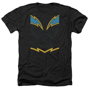 AN OFFCIALLY LICENSED JLA BLACK LIGHTNING MEN'S HEATHER T-SHIRT CHARCOAL