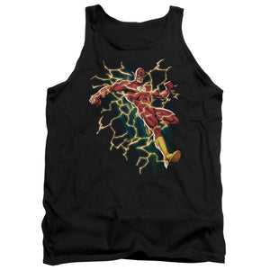 AN OFFCIALLY LICENSED JLA FLASH SYMBOL KNOCKOUT ADULT UNISEX TANK TOP BLACK