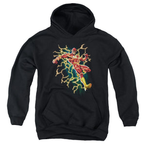 AN OFFCIALLY LICENSED JLA FLASH SYMBOL KNOCKOUT YOUTH HOODIE BLACK