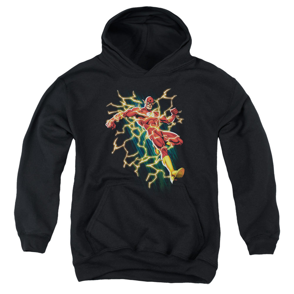 AN OFFCIALLY LICENSED JLA FLASH SYMBOL KNOCKOUT YOUTH HOODIE BLACK