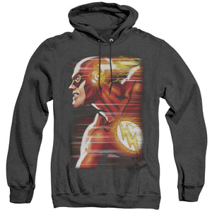 AN OFFCIALLY LICENSED JLA SPEED HEAD ADULT UNISEX HEATHER PULLOVER HOODIE BLACK