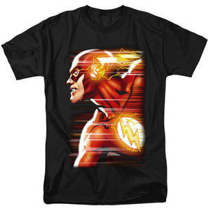 AN OFFCIALLY LICENSED JLA SPEED HEAD MEN'S REGULAR FIT T-SHIRT BLACK