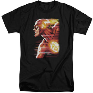 AN OFFCIALLY LICENSED JLA SPEED HEAD MEN'S TALL FIT T-SHIRT BLACK