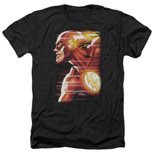 AN OFFCIALLY LICENSED JLA SPEED HEAD MEN'S HEATHER T-SHIRT CHARCOAL