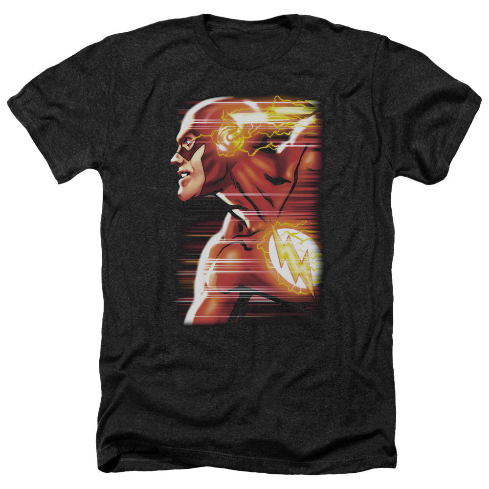 AN OFFCIALLY LICENSED JLA SPEED HEAD MEN'S HEATHER T-SHIRT CHARCOAL