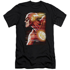 AN OFFCIALLY LICENSED JLA SPEED HEAD MEN'S PREMIUM SLIM FIT T-SHIRT BLACK