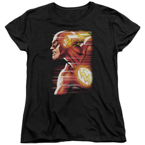 AN OFFCIALLY LICENSED JLA SPEED HEAD WOMEN'S REGULAR FIT T-SHIRT BLACK
