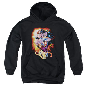 AN OFFCIALLY LICENSED JLA WONDER RAYS YOUTH HOODIE BLACK