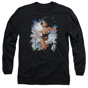 AN OFFCIALLY LICENSED JLA OF THEMYSCIRA MEN'S LONG SLEEVE T-SHIRT BLACK