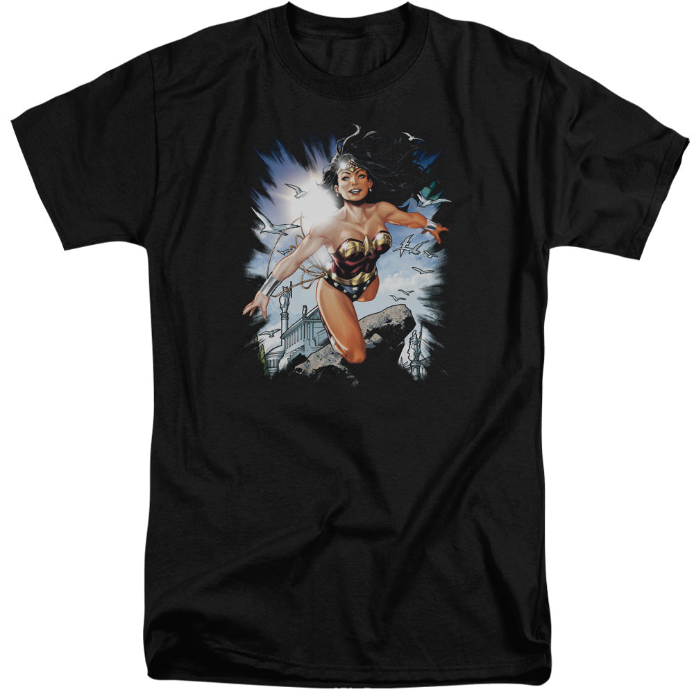 AN OFFCIALLY LICENSED JLA OF THEMYSCIRA MEN'S TALL FIT T-SHIRT BLACK