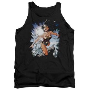 AN OFFCIALLY LICENSED JLA OF THEMYSCIRA ADULT UNISEX TANK TOP BLACK