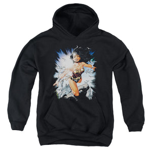 AN OFFCIALLY LICENSED JLA OF THEMYSCIRA YOUTH HOODIE BLACK